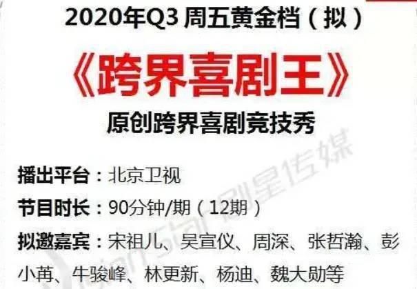 歌王 周深即将参加《跨界歌王》，《跨界喜剧王》被拟邀，确定都是跨界