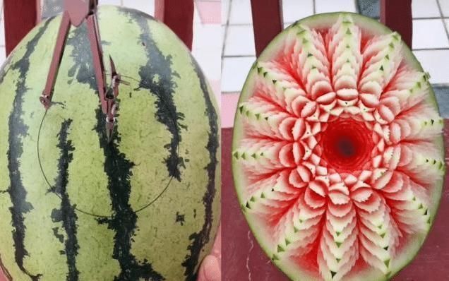 哈密瓜|水果雕刻之后有多好看忍了香蕉,忍了西瓜,看到哈密瓜太惊艳