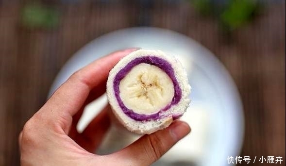香蕉|一款精致早餐卷,紫薯香蕉加吐司,卷一卷切一切就完成