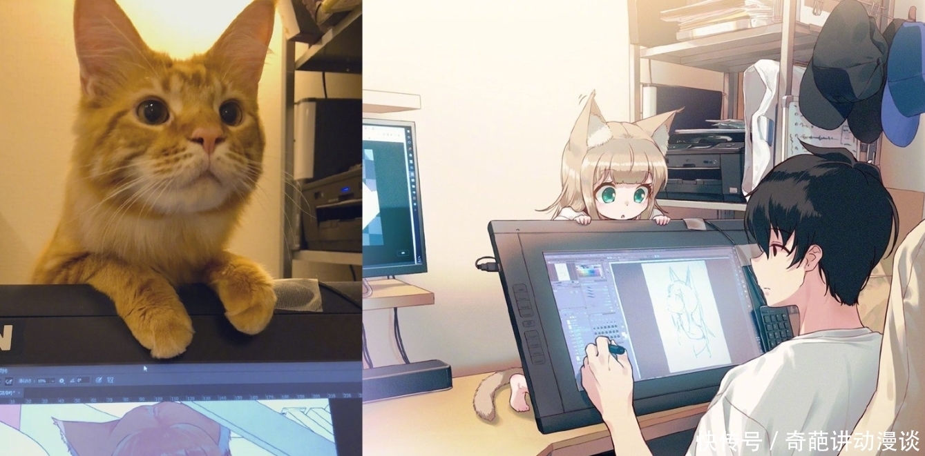 猫咪|想让猫咪变成人?变是不可能的,但画师可以将其画出来!