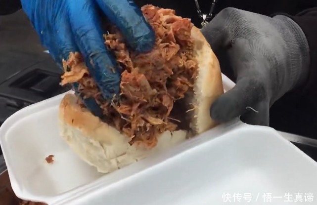  肉夹馍|老外卖汉堡用烤肉替肉饼，夹大把烤肉分量足，比中国肉夹馍还实在