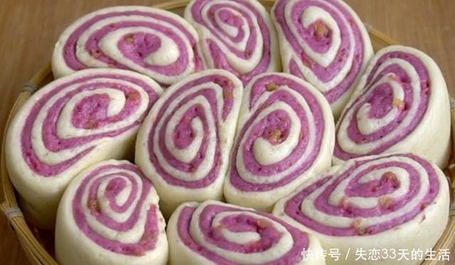 馒头|新手也能做的紫薯花卷,个个层次丰富,柔软香甜,孩子最爱吃