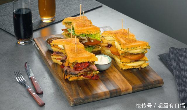 三明治|特大三明治,面包的神仙吃法,家庭聚餐有它就够了,多少都不够吃